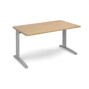 Office Desk Rectangular Desk 1400mm Oak Tops With Silver Frames 800mm Depth TR10