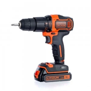 Black and Decker 18V Cordless Combi Drill with 2 Batteries and 32 Piece Accessory Kit
