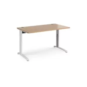 Office Desk Wheelchair Friendly Rectangular Desk 1400mm Beech Tops With White Frames TR10