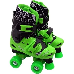 Medium Elektra Adjustable Quad Boot Roller Skates (Green & Black)