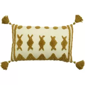 Esme Tufted Cotton Cushion Ginger, Ginger / 30 x 50cm / Polyester Filled