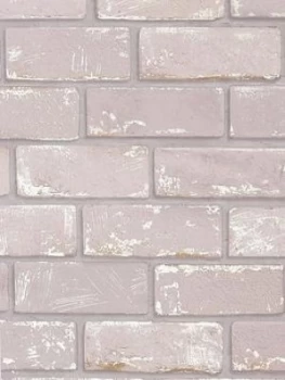 Arthouse Metallic Brick Pink / Rose Gold Wallpaper