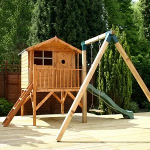 Mercia 12X12 Tulip Apex Shiplap Tower Slide Playhouse - Assembly Service Included Brown