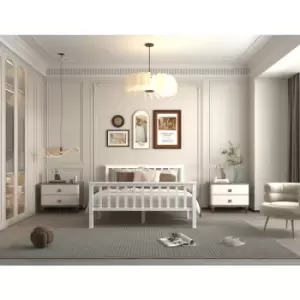 White Double Bed Frame:135x190cm - White