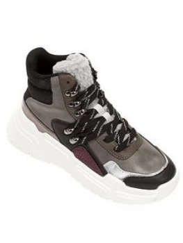 Victoria Chunky High Top Trainers - Black/White, Size 3, Women