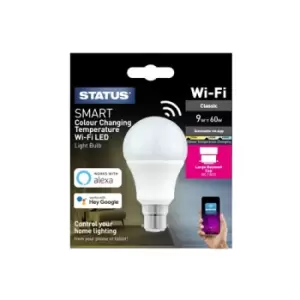Status Smart 9w Pearl CCT LED Filament GLS Bulb - BC