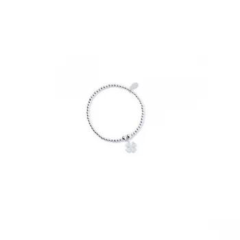 Four Leaf Clover Charm Sterling Silver Ball Bead Bracelet