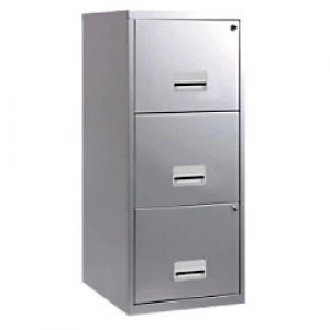 Pierre Henry Filing Cabinet with 3 Lockable Drawers Maxi 400 x 400 x 930mm Silver