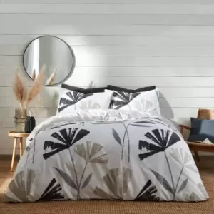 Alma Abstract Floral Print Easy Care Reversible Duvet Cover Set, Natural, King - Fusion