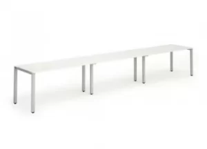 Trexus Bench Desk 3 Person Side to Side Configuration Silver Leg