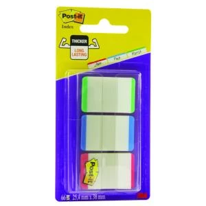 Post it Index Tabs Ruled Strong 25mm GreenBlueRed 3 x 22 Tabs 686L GBR