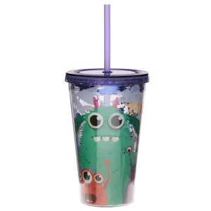 Monstarz Monster Plastic 500ml Double Walled Reusable Cup with Straw and Lid