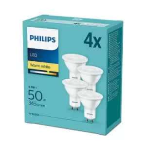 Philips 4.7W LED GU10 Very Warm White 2700K (Pack of 4) - 929001250434