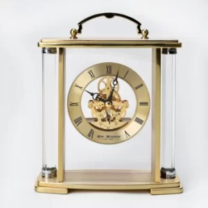 WM WIDDOP Glass & Gold Aluminium Carriage Clock