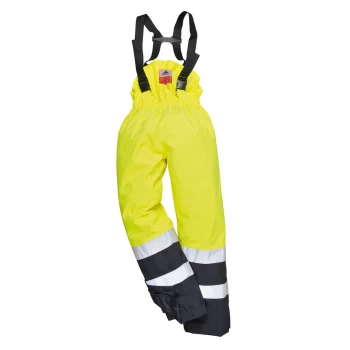 Biz Flame Hi Vis Flame Resistant Rain Multi Protection Trousers Yellow / Navy XL