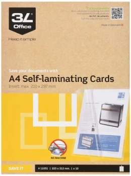 3L Office 11051 A4 Self Laminating Cards