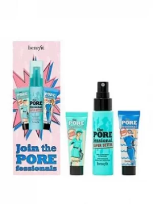 Benefit Join the Porefessionals Mattifying & Hydrating Face Primer and Setting Spray Trio Gift Set (worth &pound;37.50), One Colour, Women