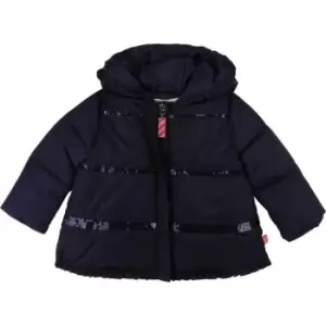 Billieblush Baby Girls Navy hooded puffer jacket - Blue
