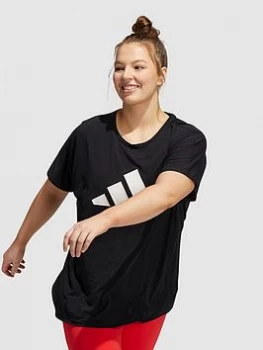 Adidas 3 Bar Tee - Plus Size, Black/White, Size 3X, Women