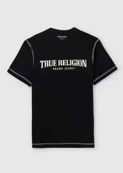 True Religion Mens Flatlock Arch T-Shirt In Jet Black