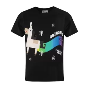 Crossy Road Official Boys Unihorse T-Shirt (12-13 Years) (Black)