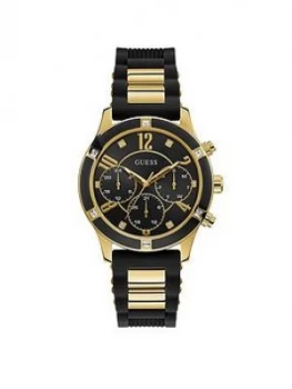 Guess Guess Breeze Gold Black Silicone Strap Womens Watch