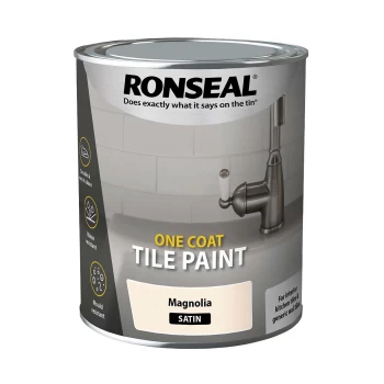 Ronseal One Coat Tile Paint Magnolia Satin - 750ml