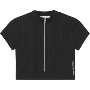 Calvin Klein Jeans Half Zip Short Sleeves Top - Black