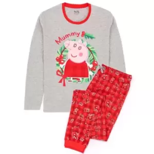 Peppa Pig Womens/Ladies Mummy Pig Christmas Pyjama Set (L) (Red/Grey)
