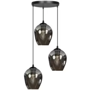 Emibig Istar Black Cluster Pendant Ceiling Light with Graphite Glass Shades, 3x E27