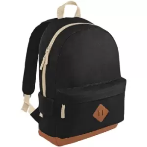 Bagbase Heritage Retro Backpack / Rucksack / Bag (18 Litres) (Pack of 2) (One Size) (Black) - Black