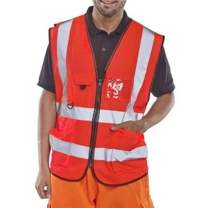 BSeen XLarge High Visibility Waistcoat Red