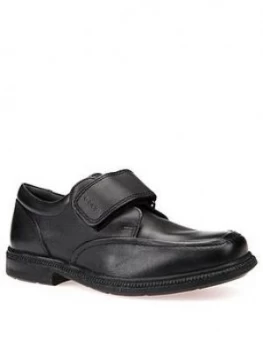 Geox Boys Federico Leather Strap School Shoe - Black, Size 13 Younger
