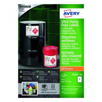 Avery Ultra Resistant Labels 74x105mm Pack of 160 B3427-20