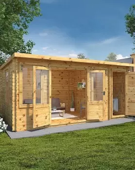 Mercia 5.1mx2.4m Log Cabin + Side Shed