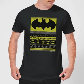 DC Comics Batman Mens Christmas T-Shirt in Black - 4XL - Black