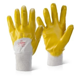 Click2000 Nitrile Knitwrist Palm Coated 10 Gloves Yellow Ref NKWPCLW10