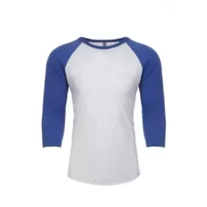 Next Level Adults Unisex Tri-Blend 3/4 Sleeve Raglan T-Shirt (L) (Vintage Royal Blue/Heather White)