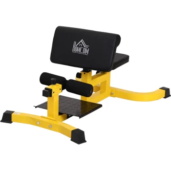 Homcom - Squat Bench Trainer Sit Up Machine Ab Curl Workout Home Gym Yellow
