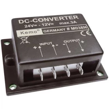 Kemo Voltage transformer Component Input voltage (range): 24 - 26 V DC Output voltage (range): 12 V DC (max.) 3 A