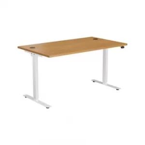 1800MM Height Adjustable Desk (Cable Port) White/Oak