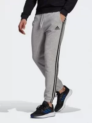 adidas Essentials French Terry Tapered 3-stripes Joggers, Grey/Black, Size 2XL, Men
