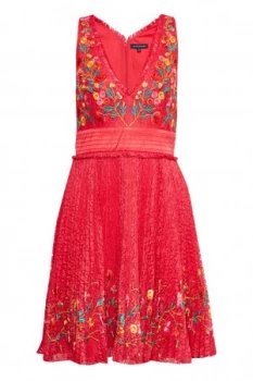 French Connection Amity Lace Flared Dress Red