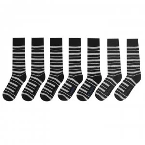 Kangol Formal 7 Pack Socks Mens - Bk Ch Nv Stripe