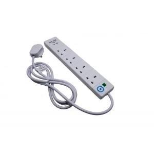 Surge Protected 2m Extension Leads with 2 x USB Outlets White S4WUSB