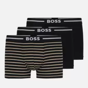BOSS Bodywear Mens 3 Pack Bold Design Trunks - Stripe/Black - S