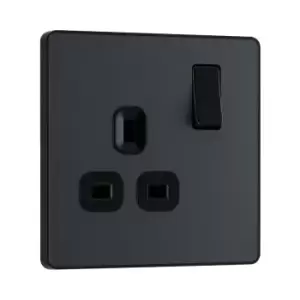 BG Evolve Matt Grey Single Switched 13A Power Socket - PCDMG21B