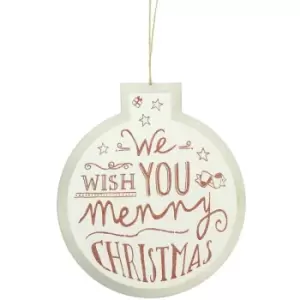 Christmas Shop Bauble Sign Decoration (One Size) (White Wish) - White Wish