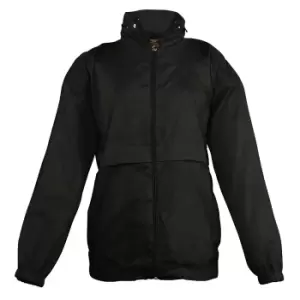 SOLS Kids Unisex Surf Windbreaker Jacket (Water Resistant And Windproof) (5-6) (Black)
