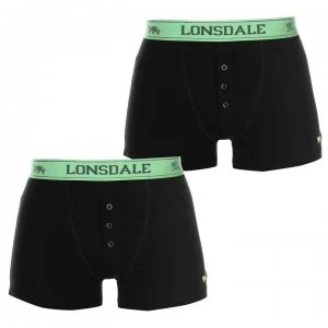 Lonsdale 2 Pack Boxers Mens - Black/Fl Green